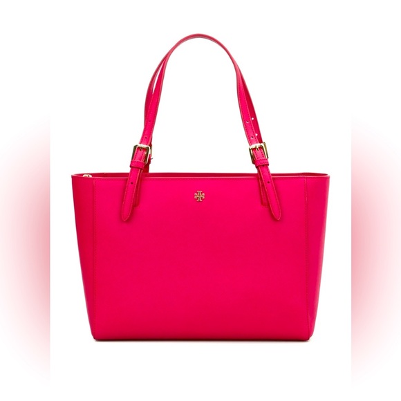 Tory Burch Saffino Emerson Leather Women Tote Carry Robinson Bag - Picture 1 of 9